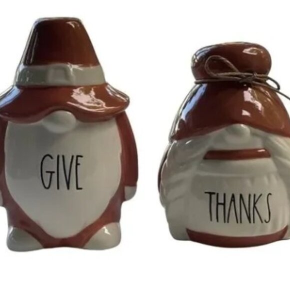 Rae Dunn Artisan Collection Thanksgiving Gnomes (Give/Thanks) NWT - Picture 1 of 5